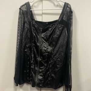 Pleather and mesh corsett top. Halloween. Cosplay. Festival. Bike week. Vegan